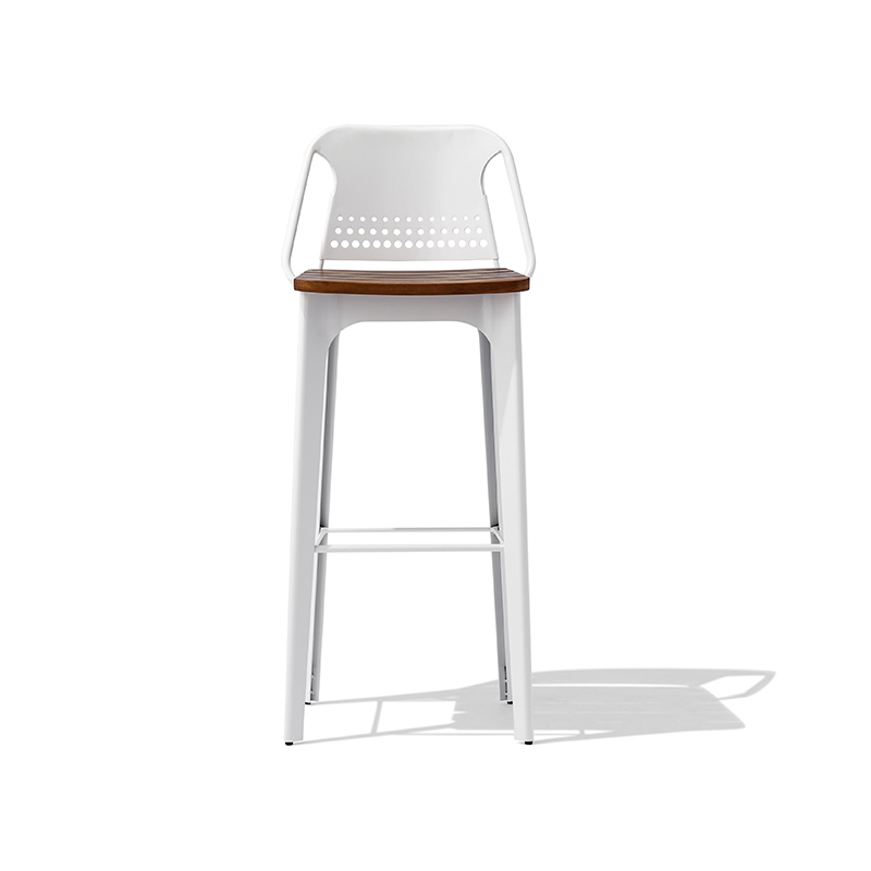 teak wood outdoor bar stool for cafe and patio seating