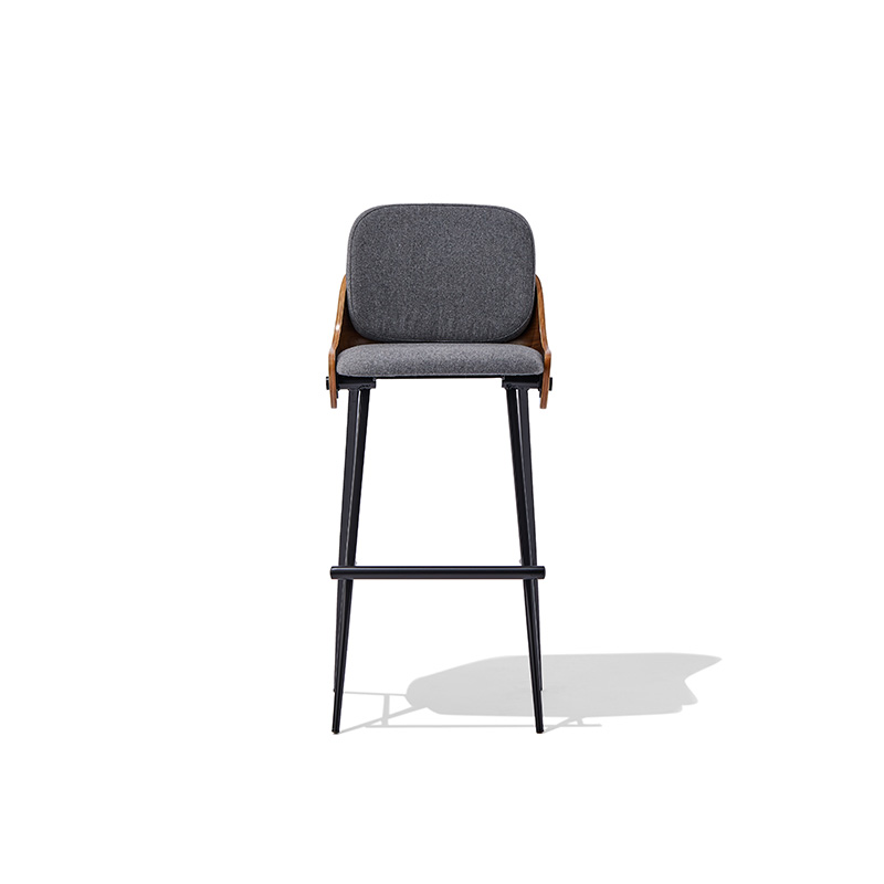 industrial restaurant bar stool with upholstered seat and back