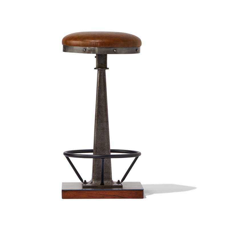 3 Channel-Stitched Leather Bar Stool