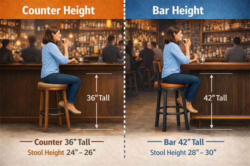 カウンターの高さとバーの高さ