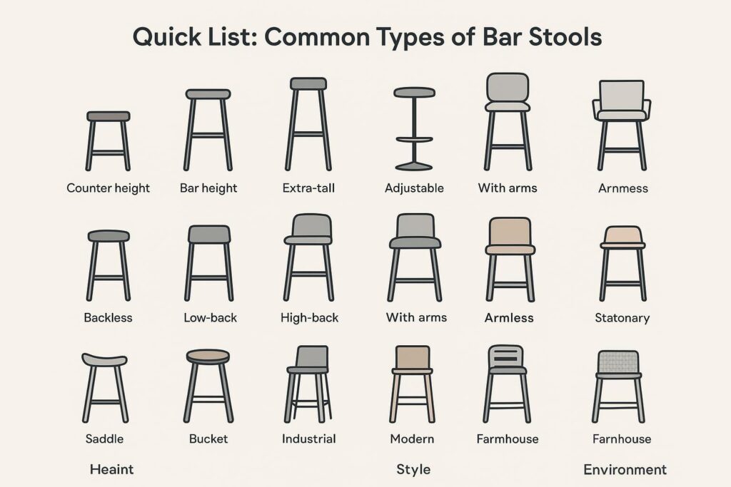 Types of Bar Stools: 25 Popular Types and How to Choose Common Types of Bar Stools