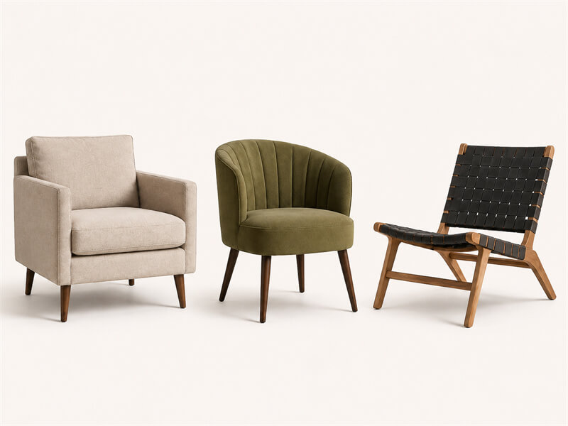 Types of Chairs: 40+ Chair Styles and How to Choose the Right One armchair vs accent chair vs lounge chair comparison3