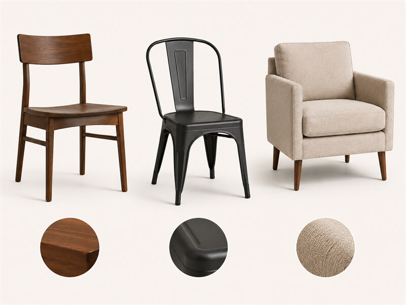 Types of Chairs: 40+ Chair Styles and How to Choose the Right One common chair materials wood metal and upholstery10