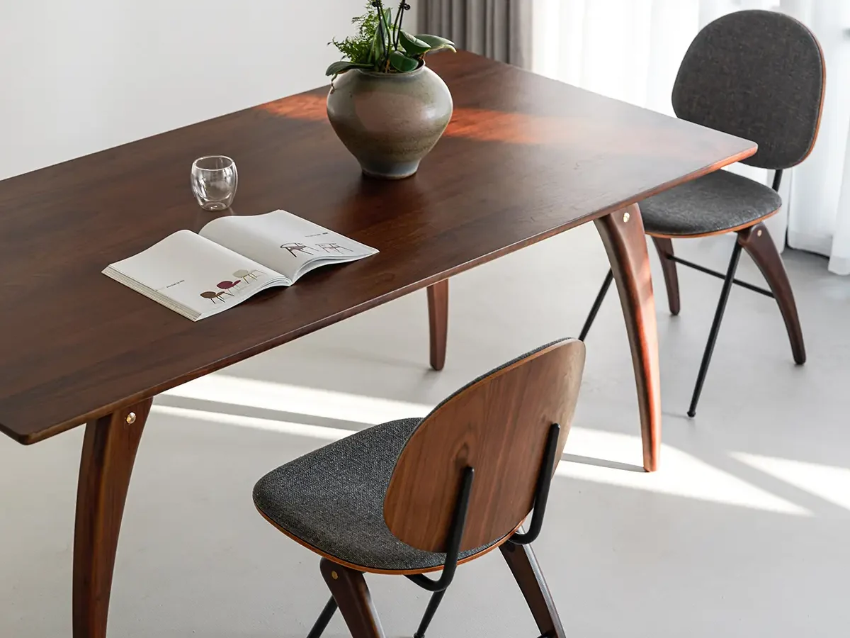 wooden tabletop scene for curved wood leg restaurant dining table
