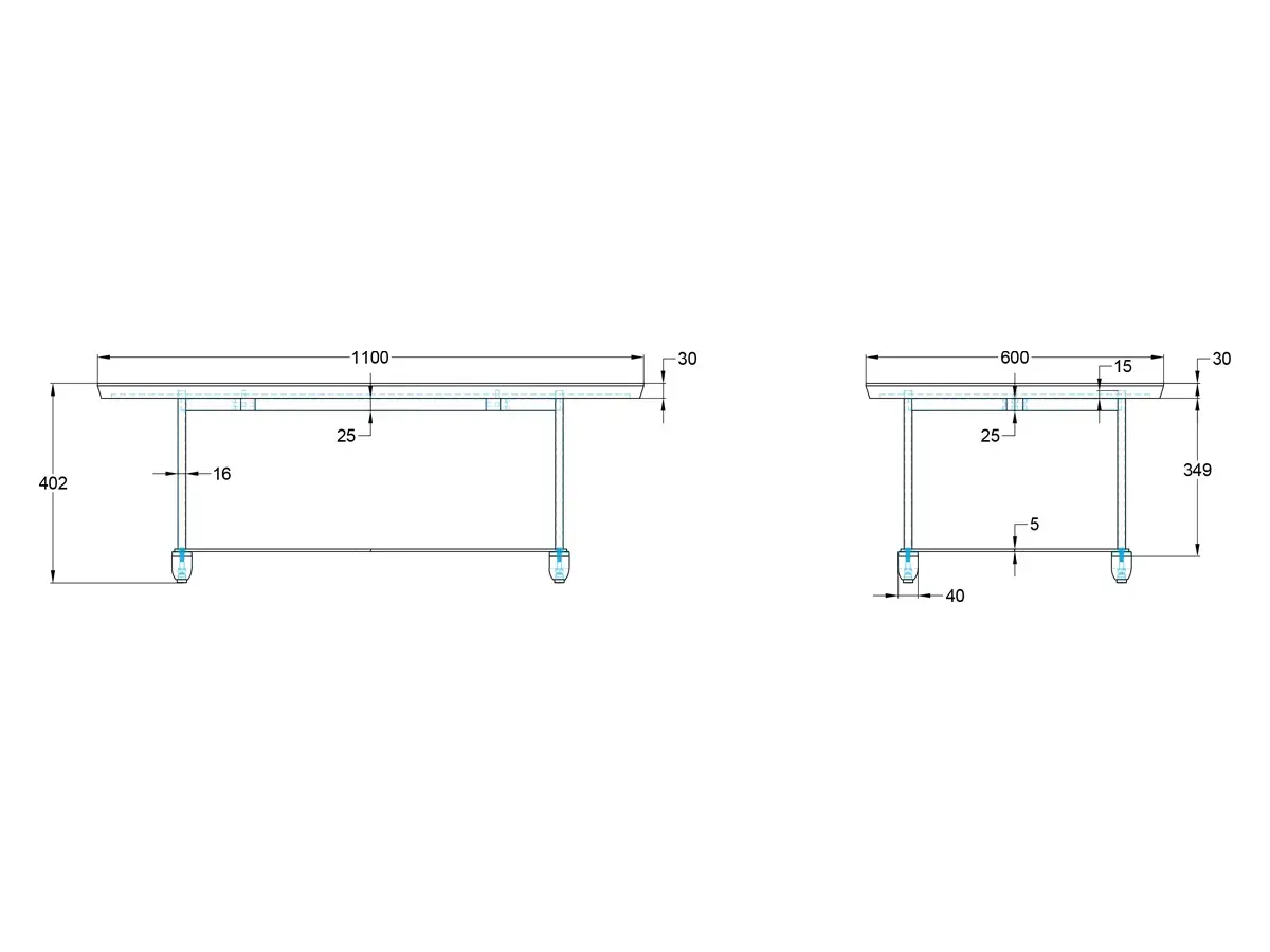 Dimension drawing for Gyro oval lounge coffee table