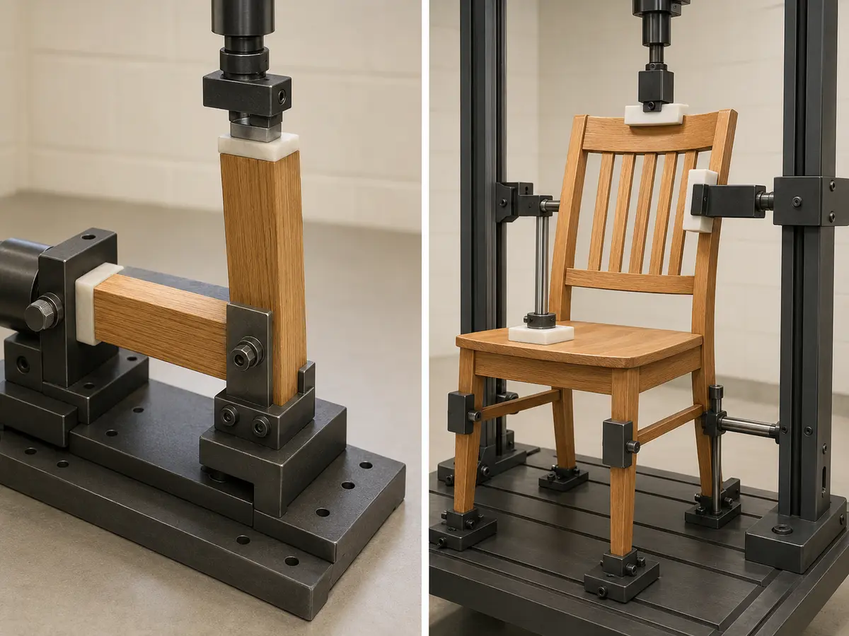 Comparison of a small joint specimen test and whole-chair durability testing under repeated loads