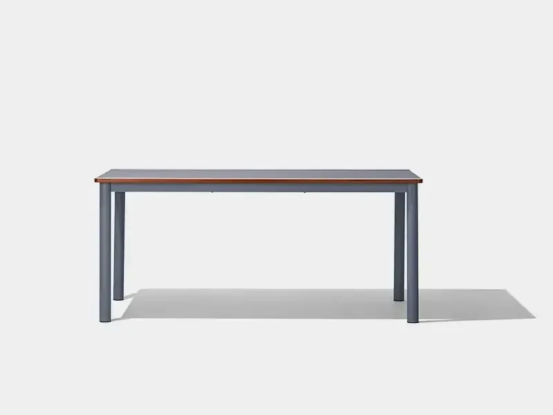 Front view of metal frame outdoor dining table