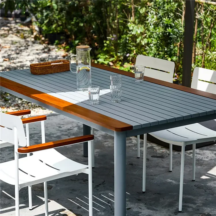 Outdoor dining table tabletop scene with tableware