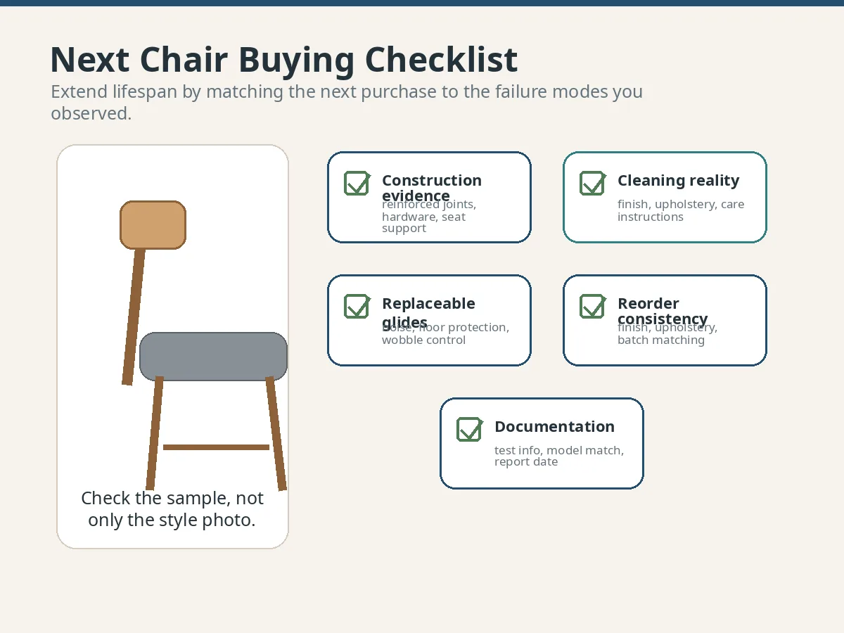 Wie lange halten Restaurantstühle? Lebensdauer, Verschleißanzeichen und Ersatzplanung Commercial restaurant chair buying checklist for replacement planning