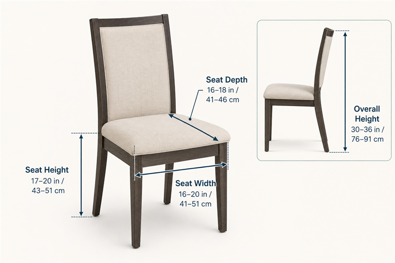 Standard Dining Chair Dimensions: Seat Height, Width, Depth, and Table Fit Standard Dining Chair Dimensions3