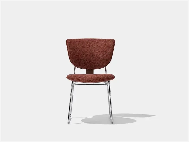 Front view of the CB190 upholstered curved back dining chair