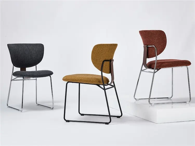 CB190 dining chairs shown in three upholstery and frame finish combinations