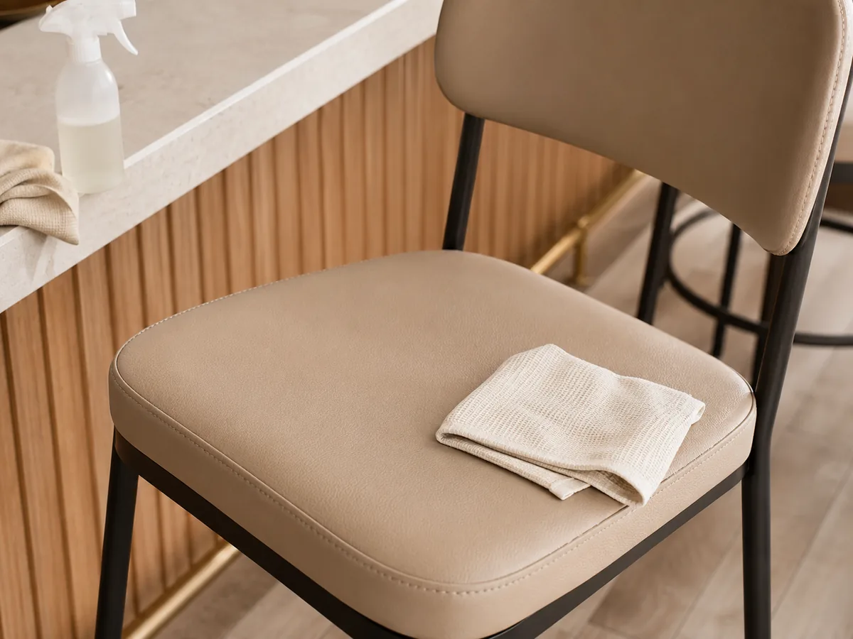 commercial bar stool wipeable seat and material detail