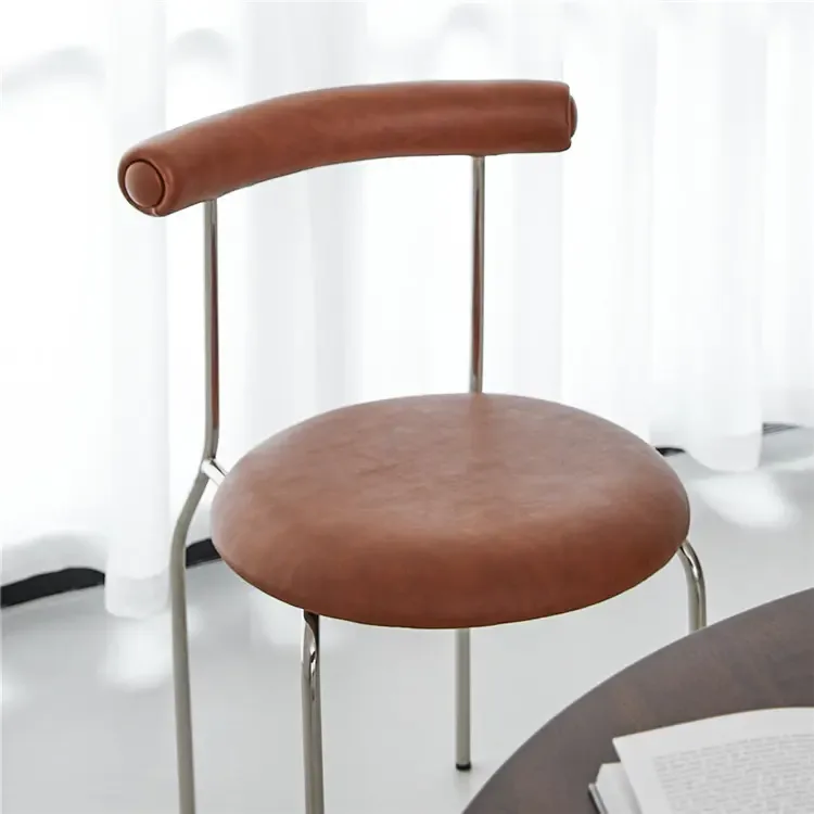 Home DC-B18-BR Brown Bolster Back Metal Dining Chair