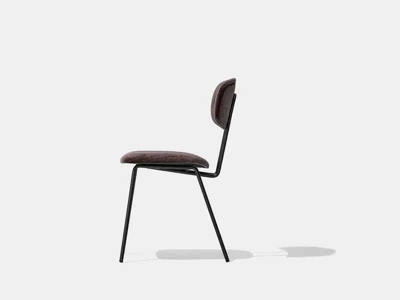 FD312 Brown Upholstered Dining Chair Side profile of the FD312 upholstered dining chair showing the separate seat and angled backrest