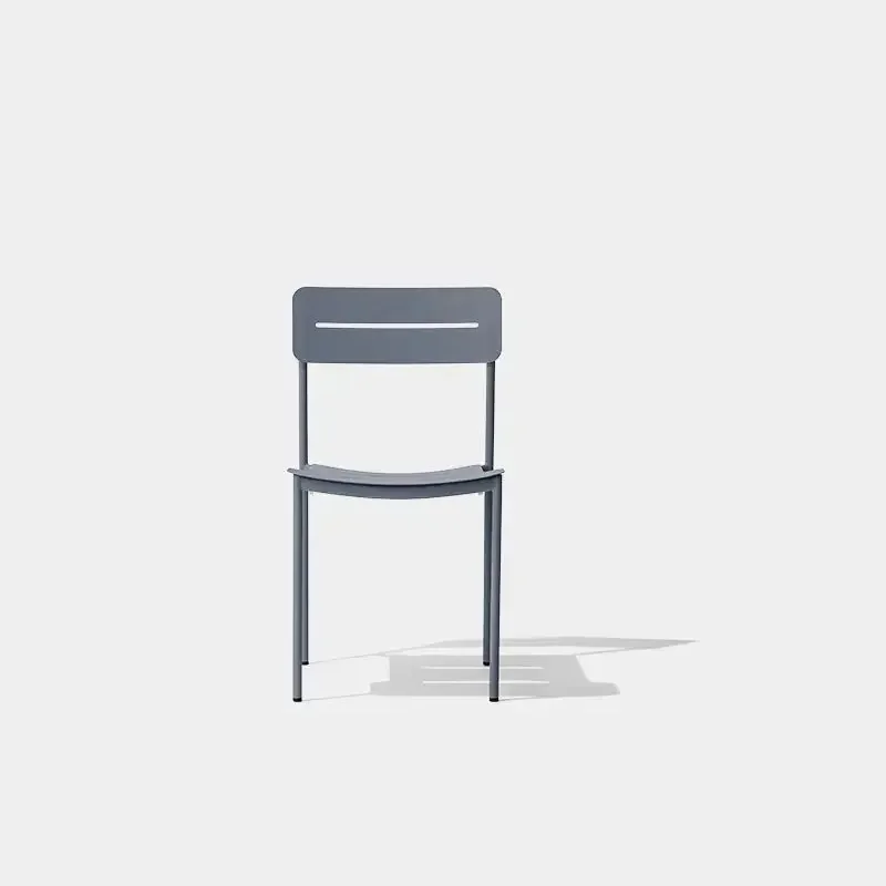 Front view of the MD308 gray metal dining chair