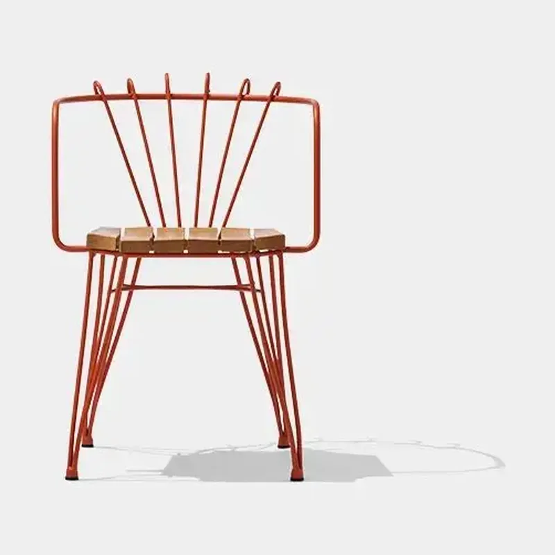 Front view of TF524 terracotta metal frame dining chair