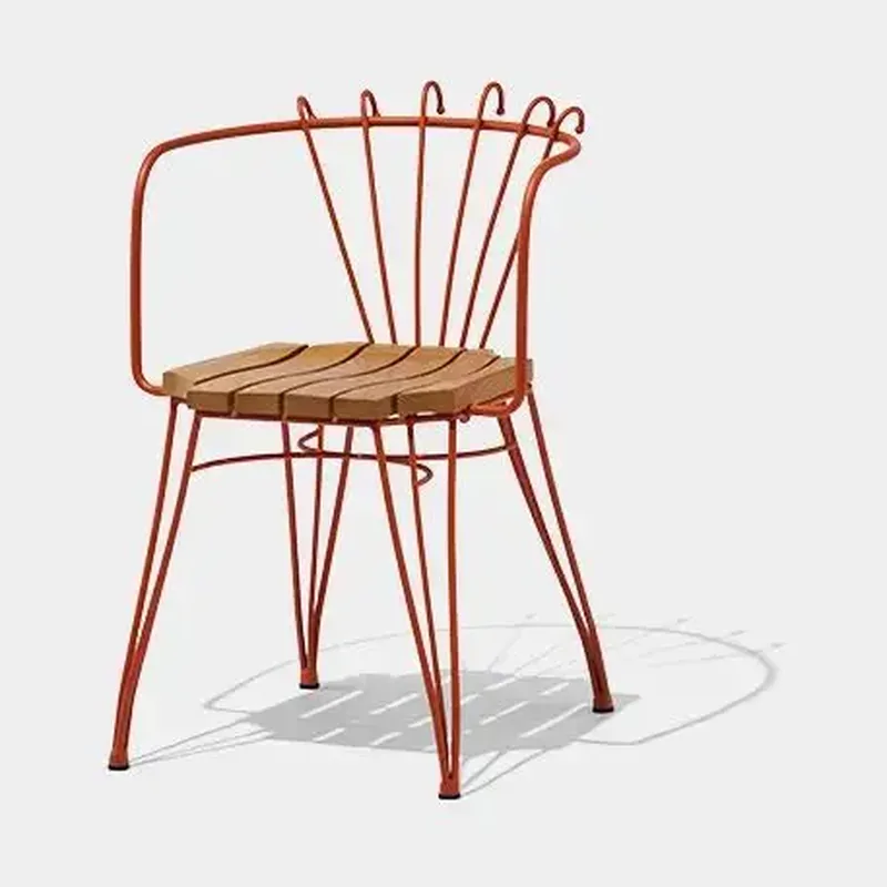 TF524 Terracotta Metal Frame Dining Chair