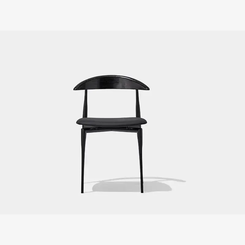 WB316 Black Wood Back Dining Chair Front view of WB316 black wood back dining chair
