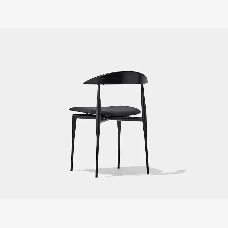 WB316 Black Wood Back Dining Chair Rear three-quarter view showing the curved wood back and slim frame of WB316