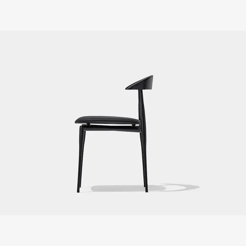 WB316 Black Wood Back Dining Chair Side profile of WB316 black wood back dining chair