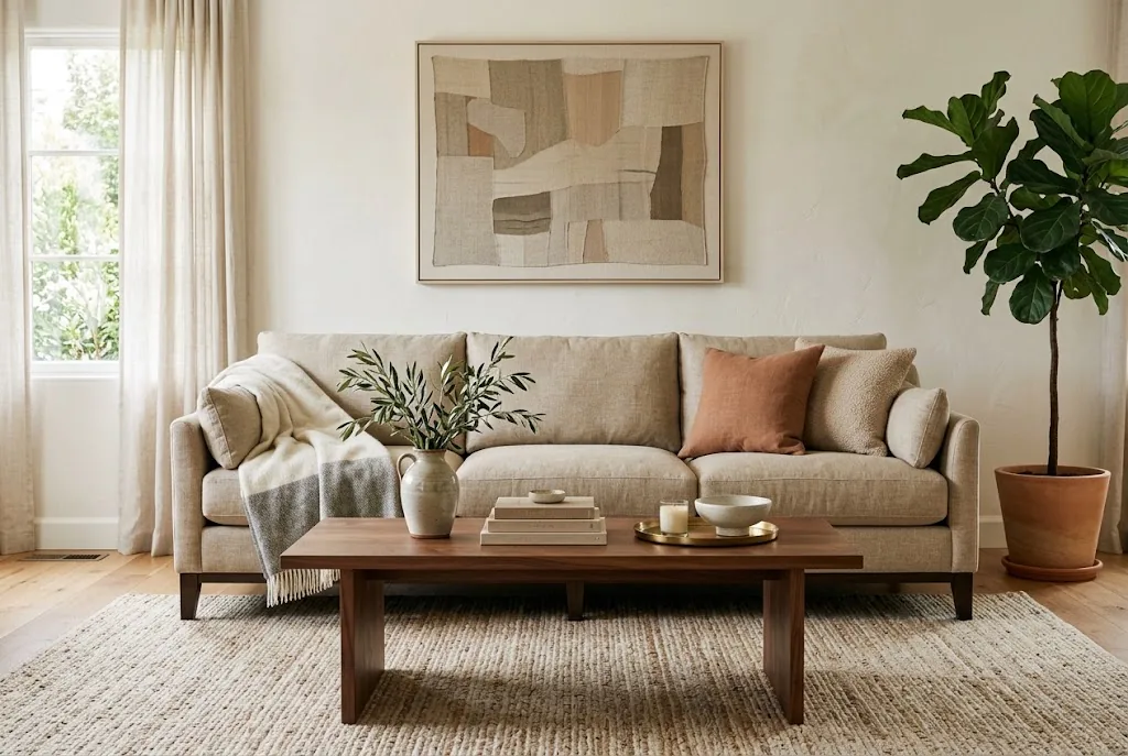 Couchtisch-Maße: Standardgrößen, Höhe und Abstände Rechteckiger Couchtisch, der kürzer als das gegenüberstehende Sofa ist