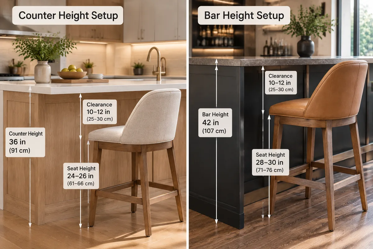 Bar Height vs. Counter Height: What’s the Difference? Counter stool and bar stool seat height comparison