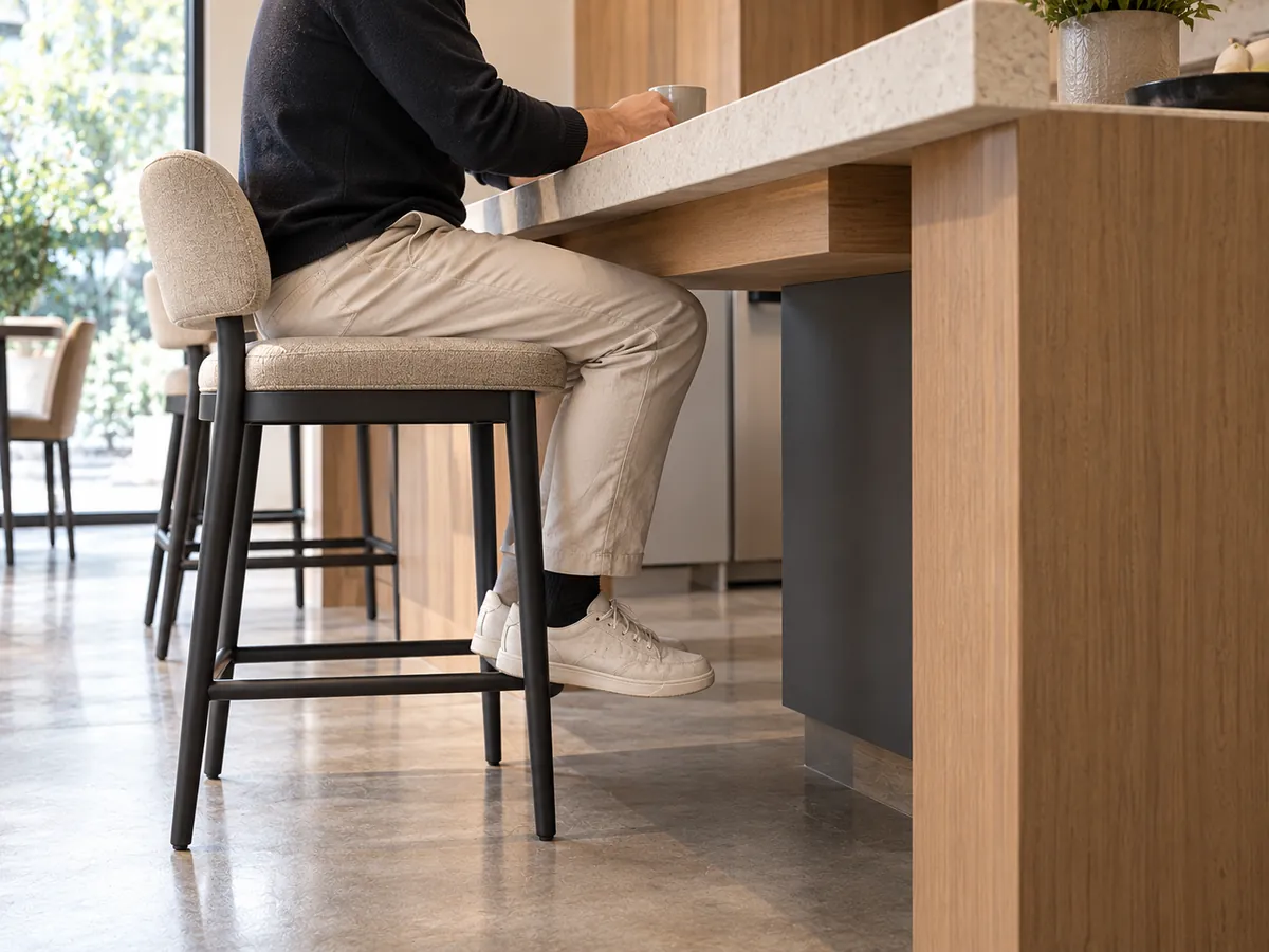 What Is a Counter Height Stool? Height & Fit Guide Side view showing seated legroom and clearance below a counter
