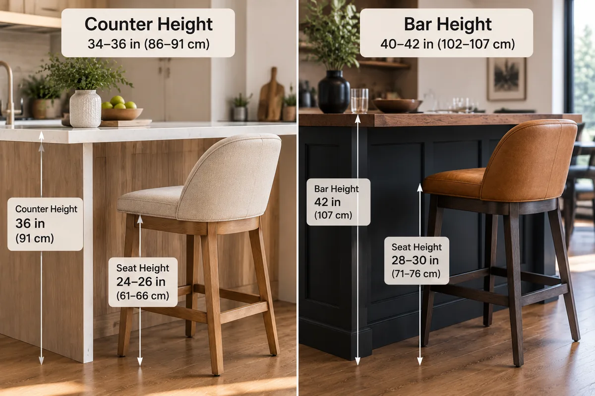 Bar Height vs. Counter Height: What’s the Difference? Counter versus bar stool sizing check before a bulk order