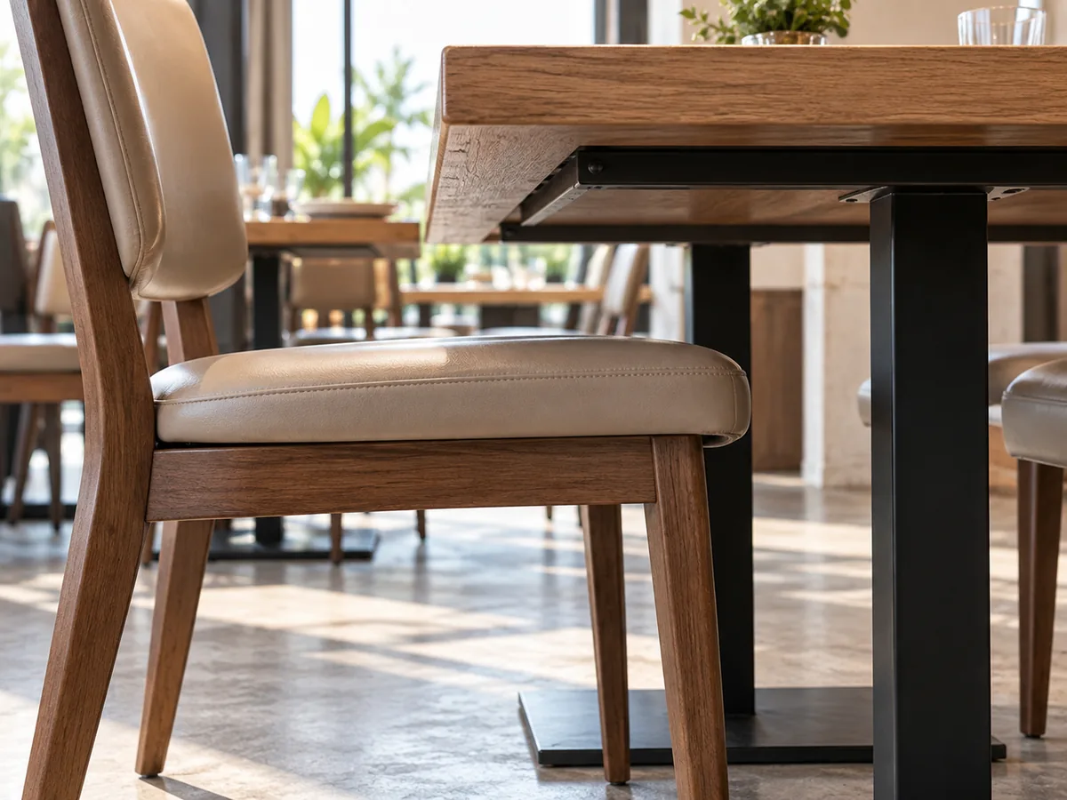 Altura estándar de una silla de comedor: asiento, ajuste a la mesa y comprobaciones para proyectos Separación entre la silla de comedor y la mesa para comprobar el ajuste en proyectos profesionales